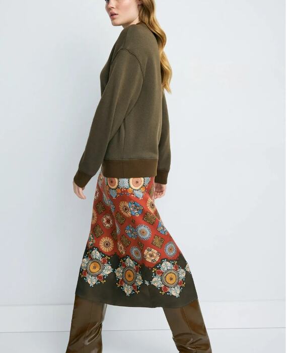 LA DoubleJ Dresses & Skirts - La Double J Olive Sweatshirt Midi Dress XL Silk Skirt Oversized Designer $900
